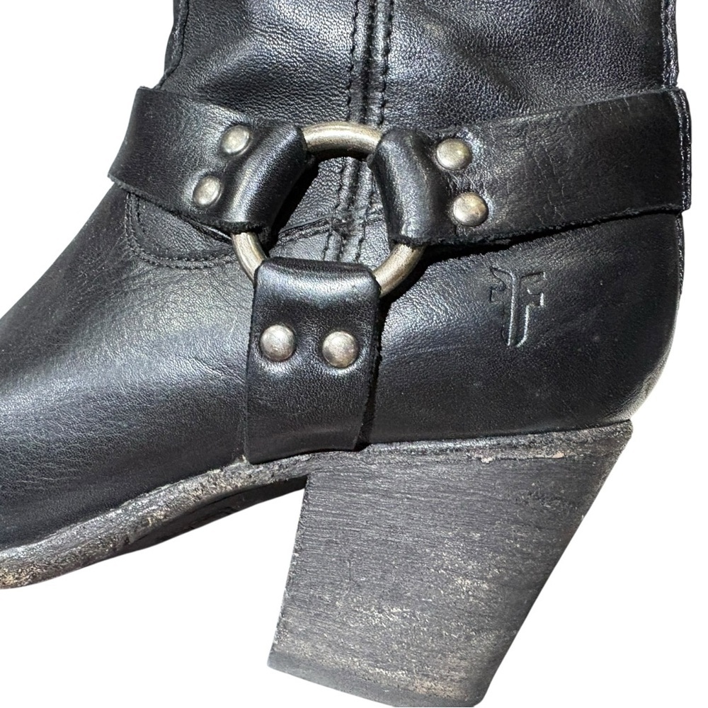 Frye Tabitha Harness Short Back Zip Boot Black Size 8.5 - Picture 9 of 16